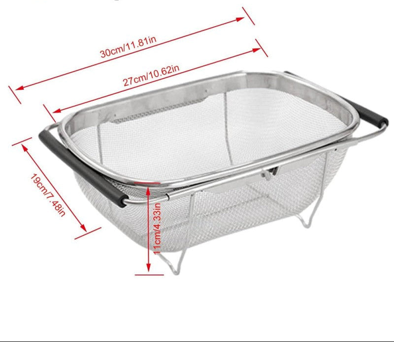 Over The Sink Colander Strainer Basket Stainless Steel