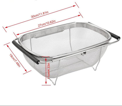 Over The Sink Colander Strainer Basket Stainless Steel
